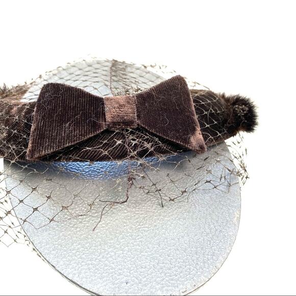 Vintage Brown Fur Juliet Fascinator Hat - Picture 3 of 4
